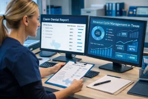 A healthcare provider analyzing report for Revenue Cycle Management in Texas